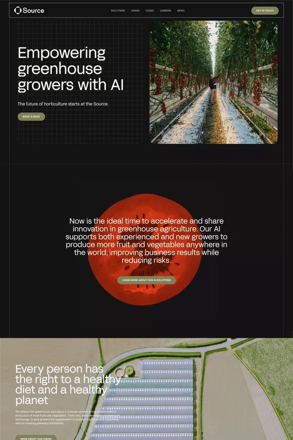 Source.ag Empowering greenhouse growers with AI - Landing design inspiration