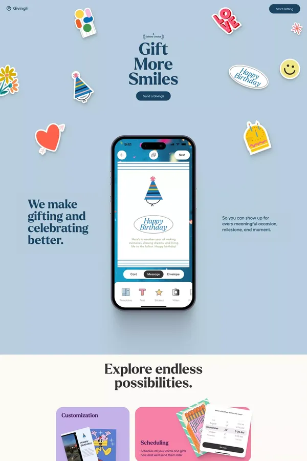 Givingli - Level Up Your Gifting - Landing design inspiration