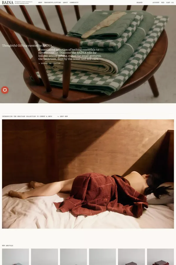 BAINA | Official Online Store | Join for 15% off first order · BAINA | Official Online Store | Join for 15% off* - Ecommerce design inspiration