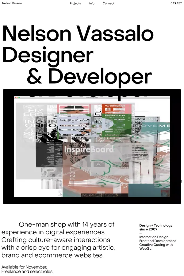 Nelson Vassalo — Designer and Developer - Portfolio design inspiration