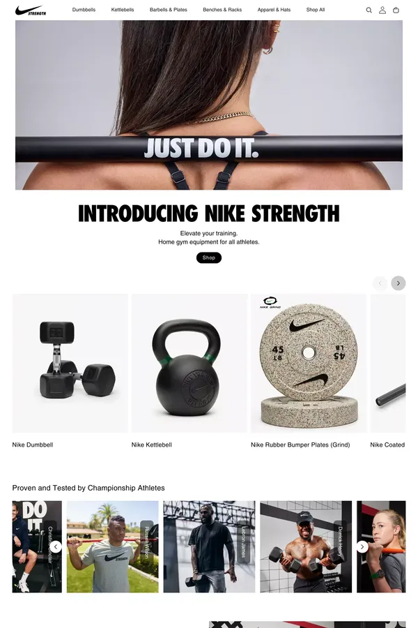 Nike Strength - Ecommerce design inspiration