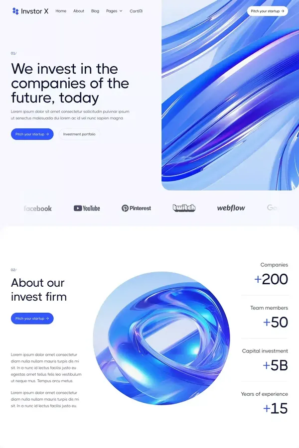 Invstor X - Webflow Ecommerce website template - Template design inspiration