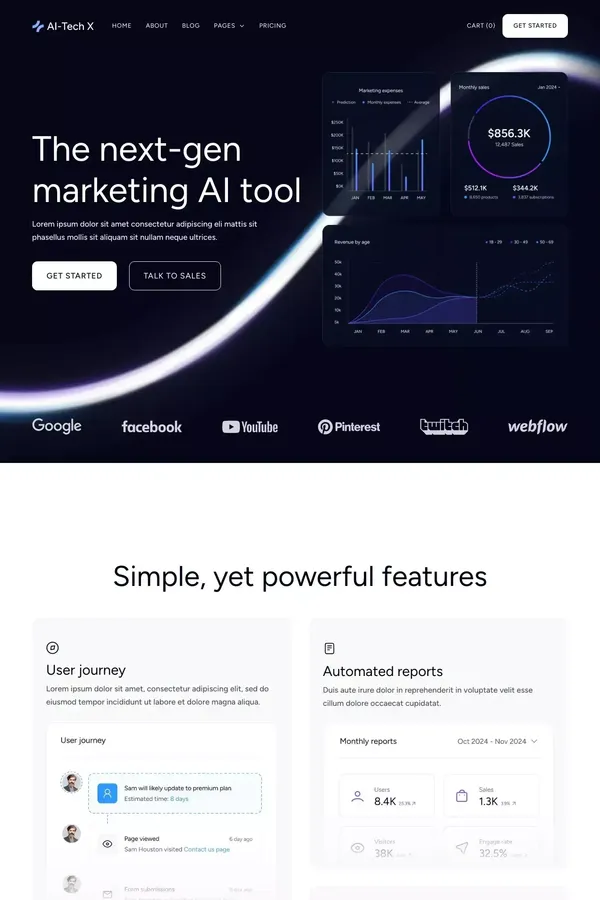AI-Tech X - Webflow Ecommerce website template - Template design inspiration
