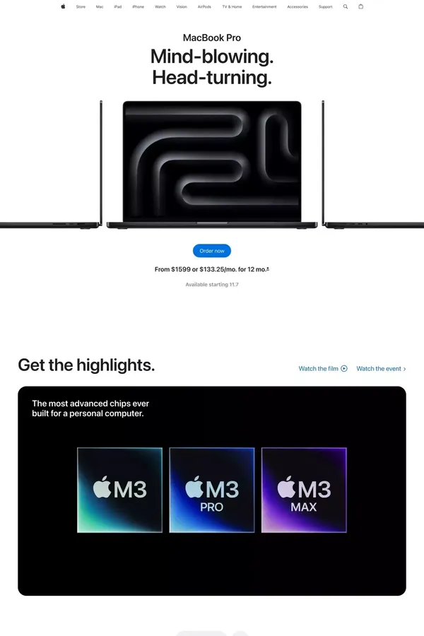 MacBook Pro - Apple - Landing design inspiration