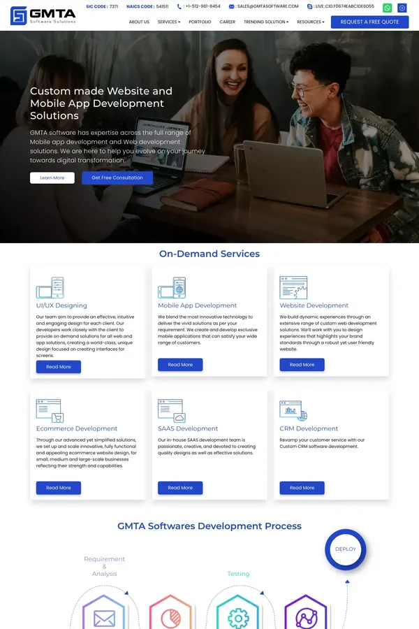 Best App and Website Development Consulting Services USA - GMTA Software Solutions