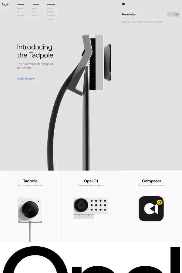 Opal Camera Inc. - Landing design inspiration