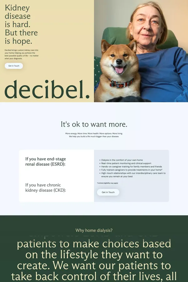 Decibel Health – Kidney Lifestyle Platform - Landing design inspiration