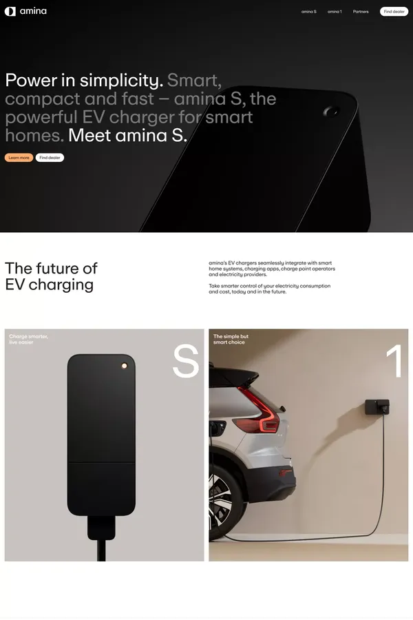 Amina charging - Landing design inspiration