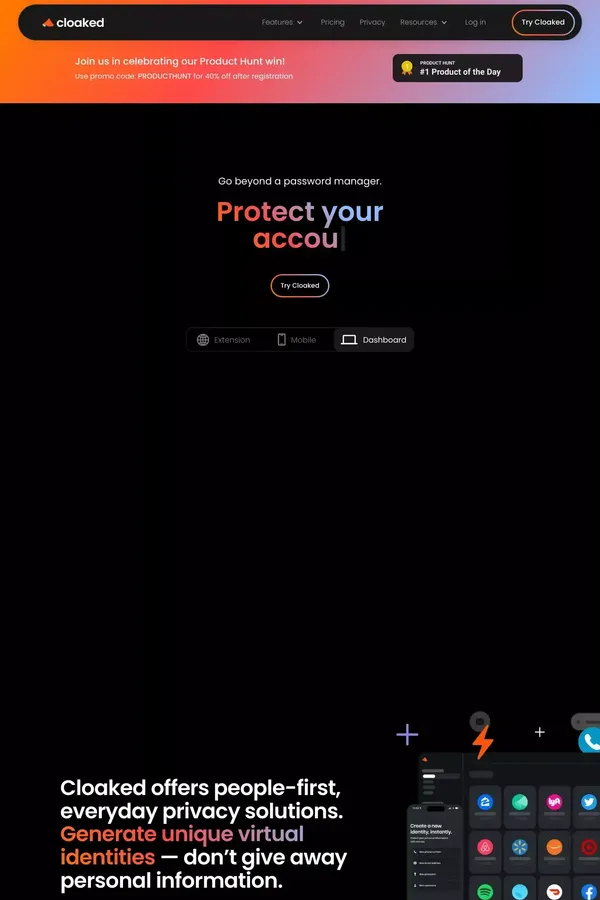 Cloaked - The Future of Consumer Privacy - website design inspiration