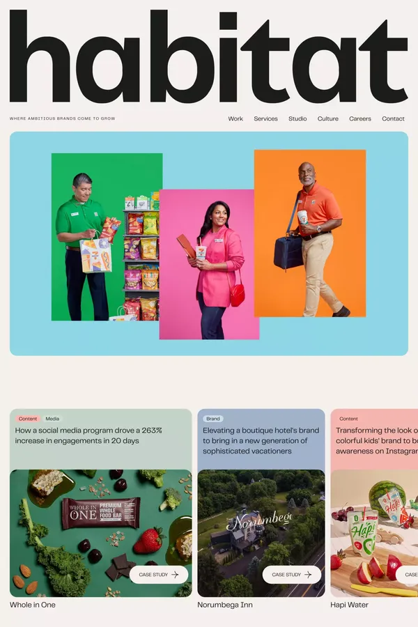 Agency Habitat | Brand, content and media all under one roof - Portfolio design inspiration