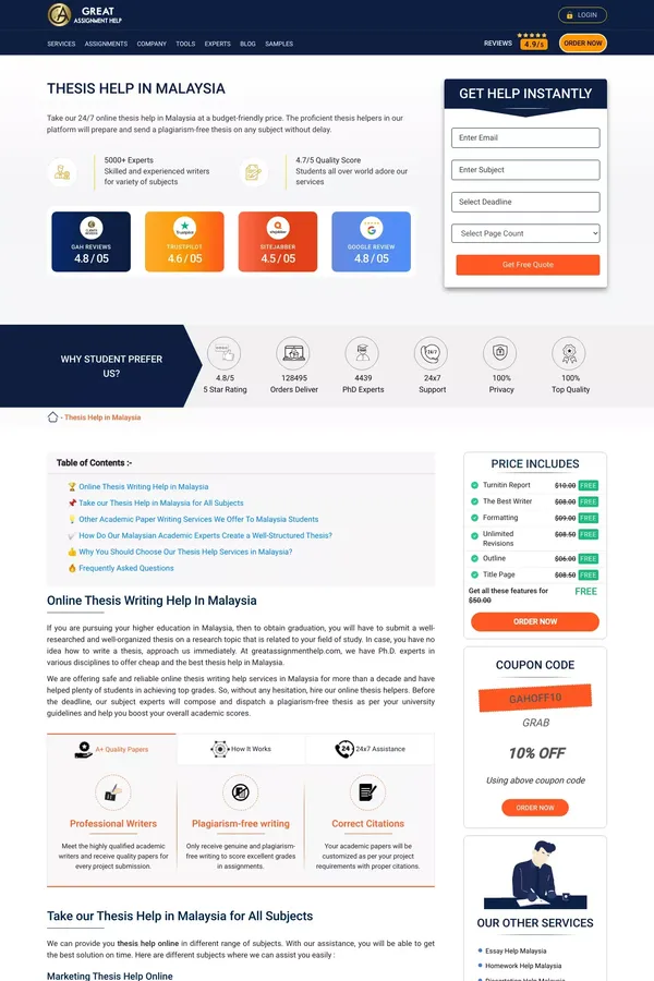 Thesis Help in Malaysia by Ph.D. Experts @30% OFF - website design inspiration