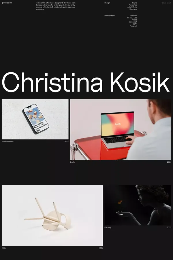 Christina Kosik | Designer & Webflow Developer - Portfolio design inspiration