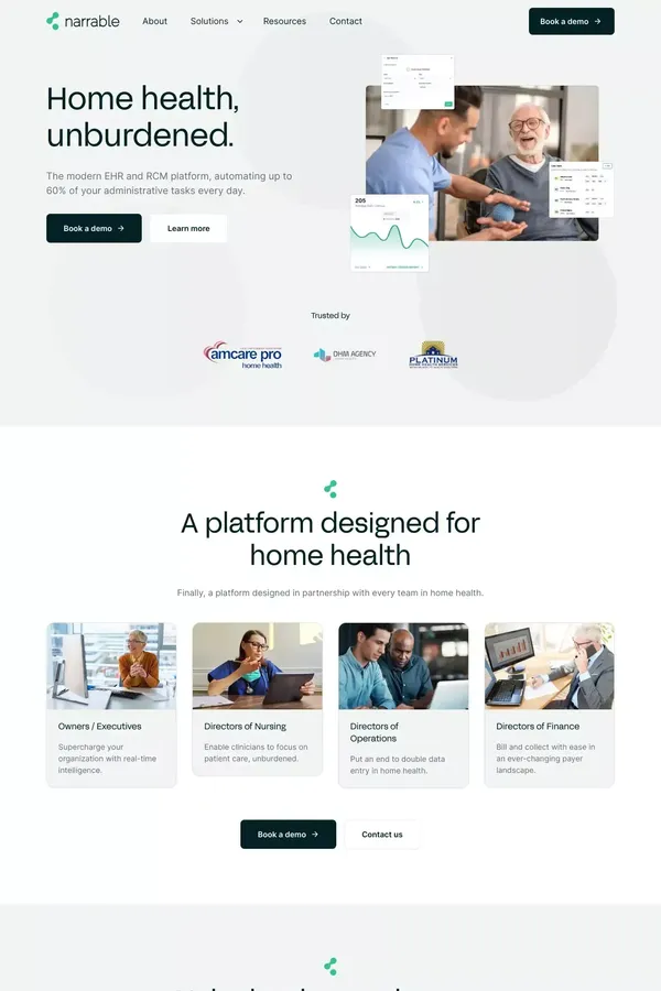 Narrable | The world of home health is changing. - Landing design inspiration