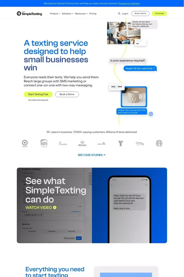 Text Message Marketing Platform & SMS Service | SimpleTexting - Landing design inspiration
