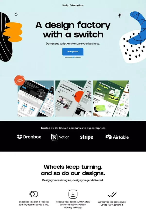 Unlimited Design Subscription - Design as a subscription - website design inspiration