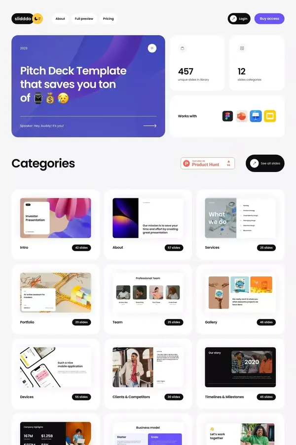 457 Slides Pitch Deck Template. Try for free - website design inspiration
