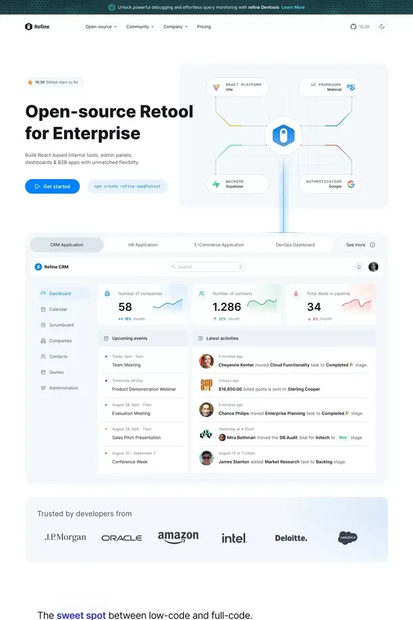 refine | Open-source Retool for Enterprise - website design inspiration