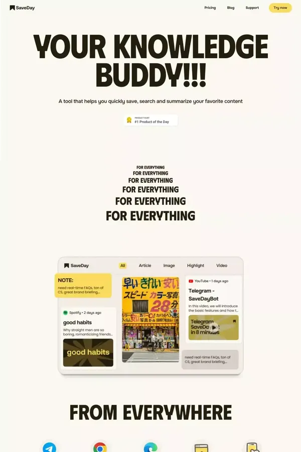 SaveDay - AI Bookmark Manager and Web Highlight - Landing design inspiration