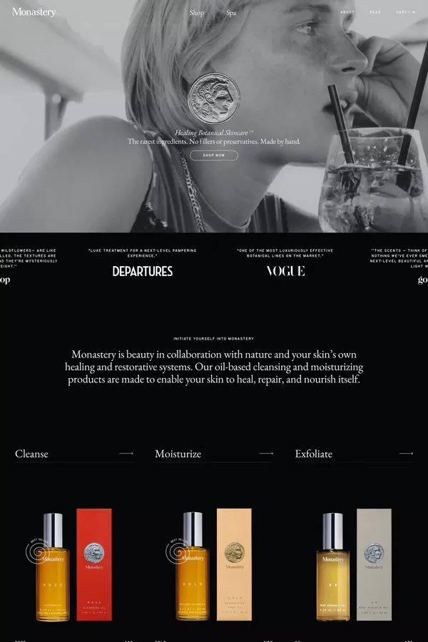 Monastery - Ecommerce design inspiration