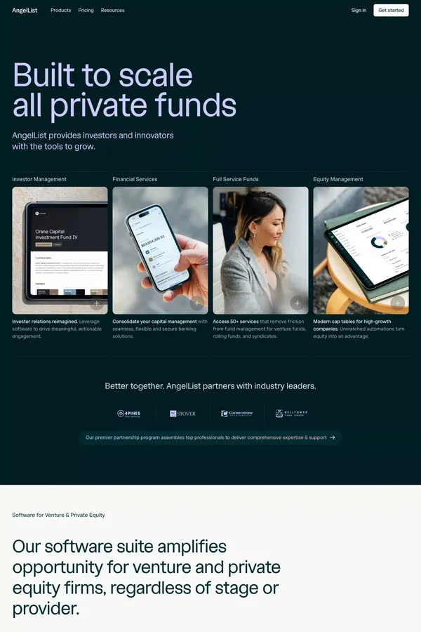 AngelList – Build, Lead, Invest - Landing design inspiration