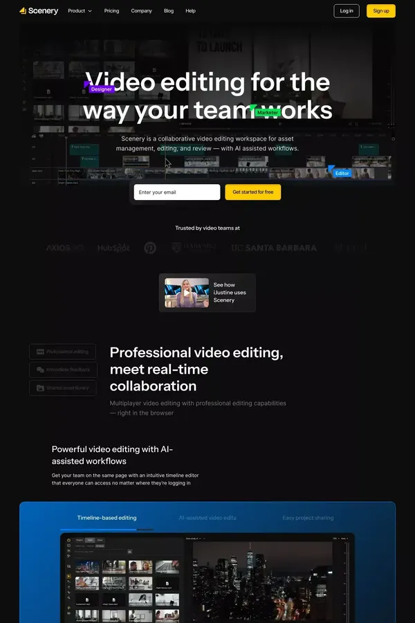 Scenery video editor | Collaborative video editing for teams