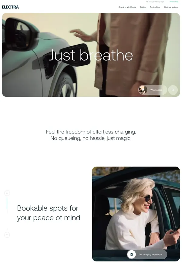 Fast charging stations and a revolutionary experience - Landing design inspiration