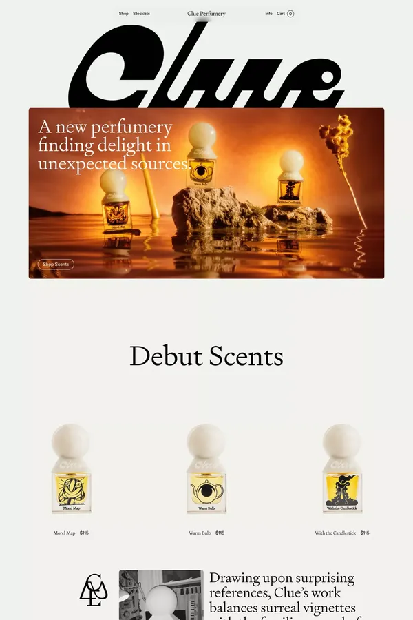 Clue Perfumery - Ecommerce design inspiration