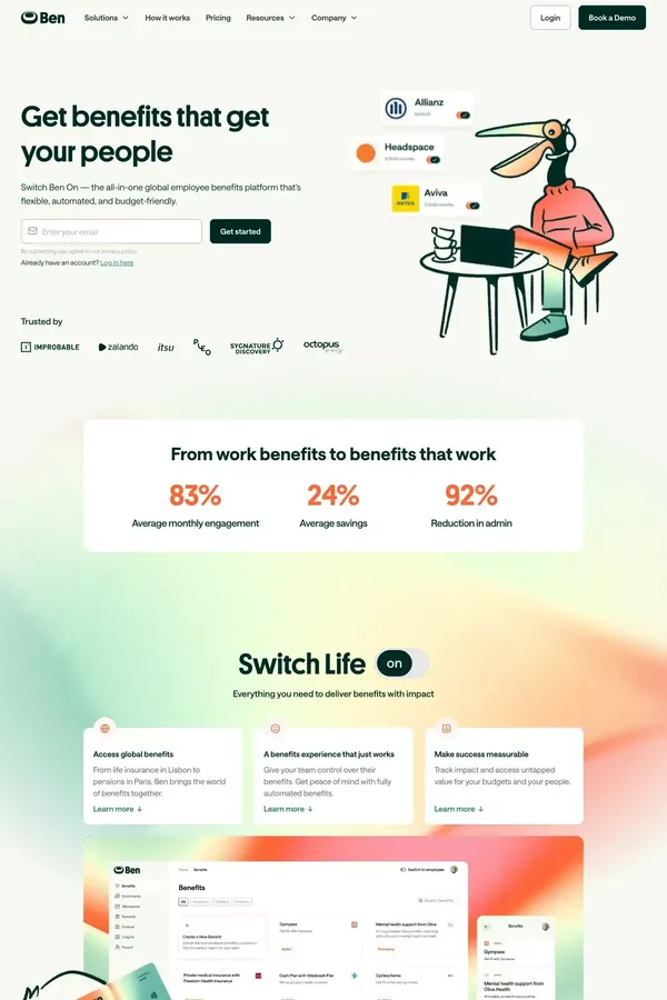 Ben | The Best Flexible Employee Benefits Platform - Landing design inspiration