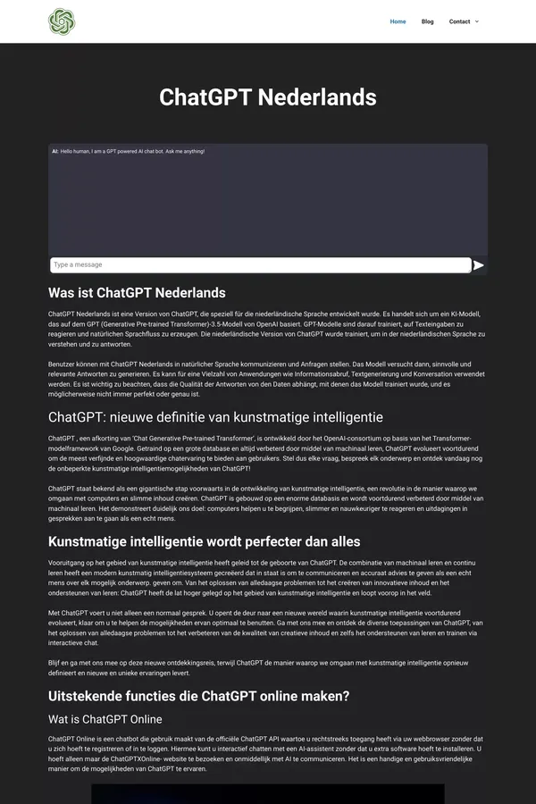 ChatGPT Nederlands - Chat GPT Online Zonder Inloggen - website design inspiration