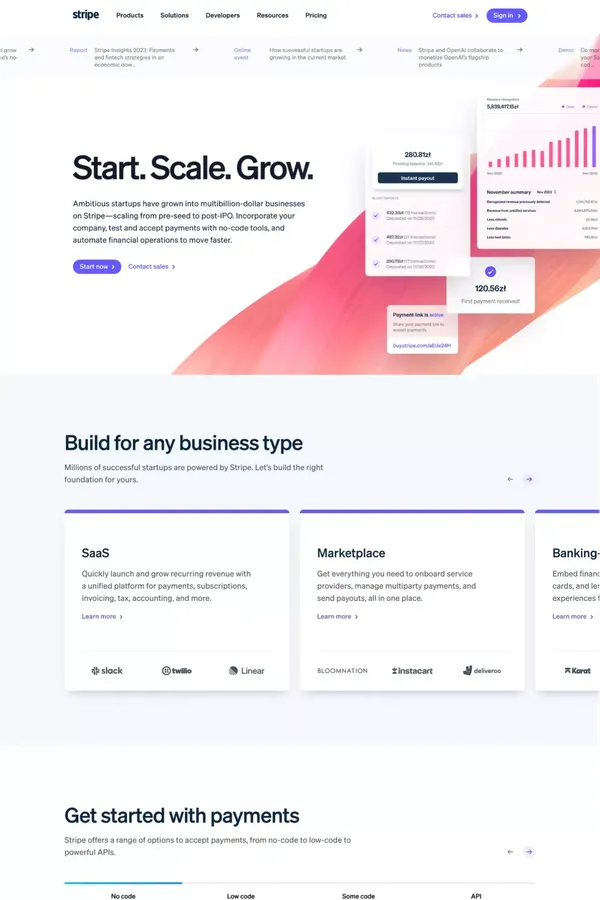 Payment Processing Tools & Resources for Startups - Landing design inspiration