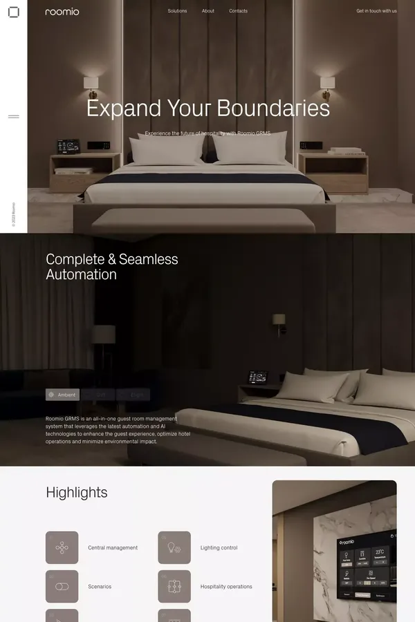 Roomio — Expand your boundaries - Product page design inspiration