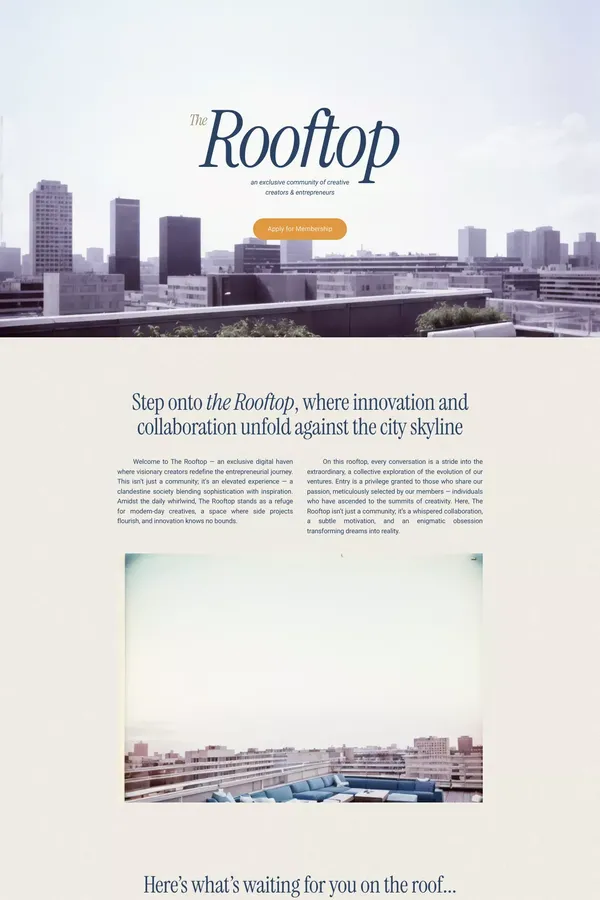 Rooftop Club - Landing design inspiration