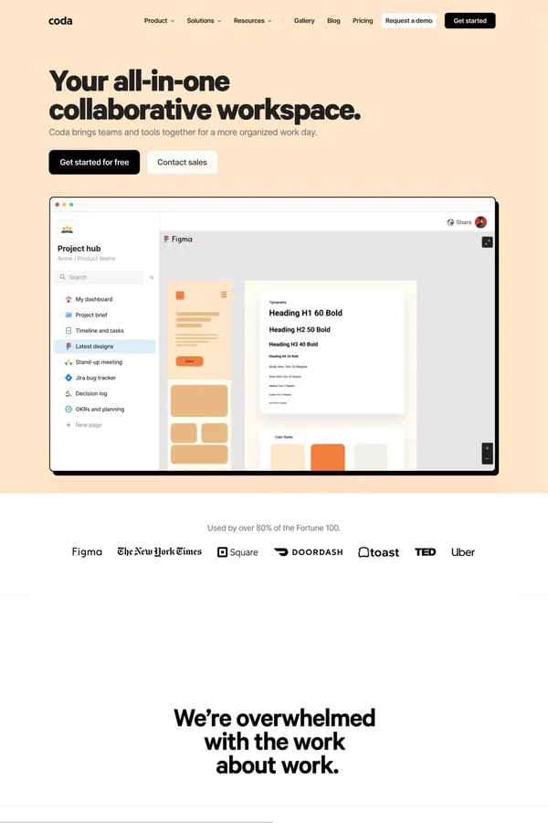 Coda: Your all-in-one collaborative workspace. - Landing design inspiration