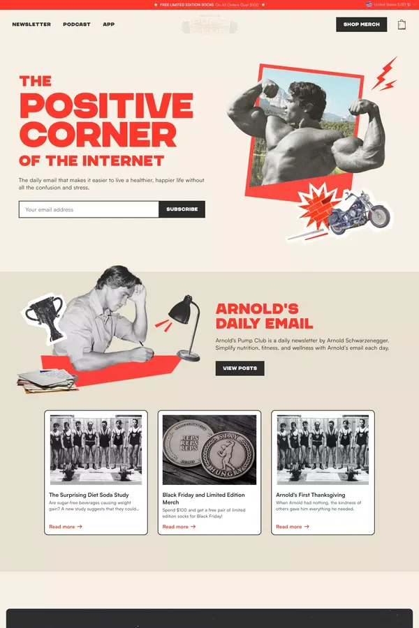 Arnold's Pump Club - Ecommerce design inspiration