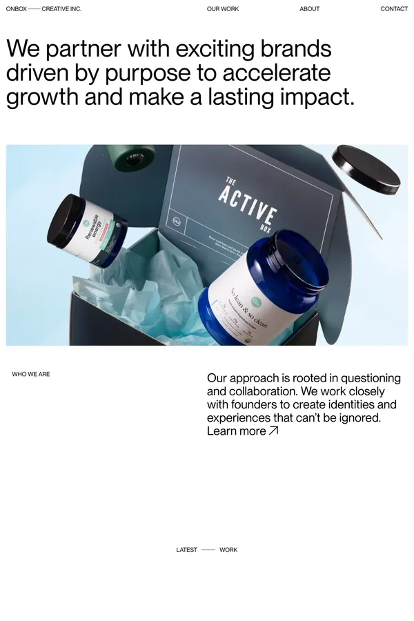 ONBOX Creative Inc. | Brand Identity, Web Design, Packaging - Portfolio design inspiration