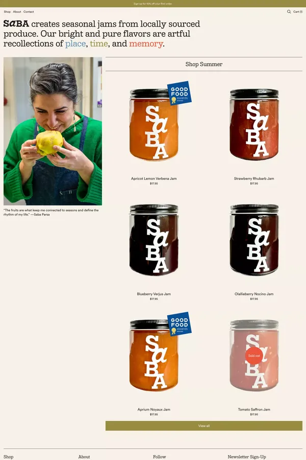saba jam | seasonal preserves - Ecommerce design inspiration