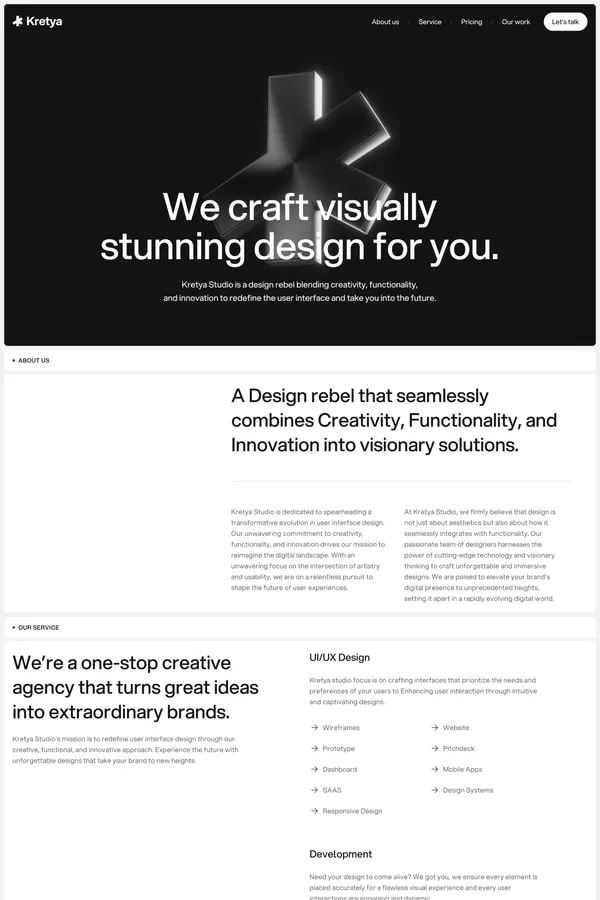 Kretya Studio - Landing design inspiration
