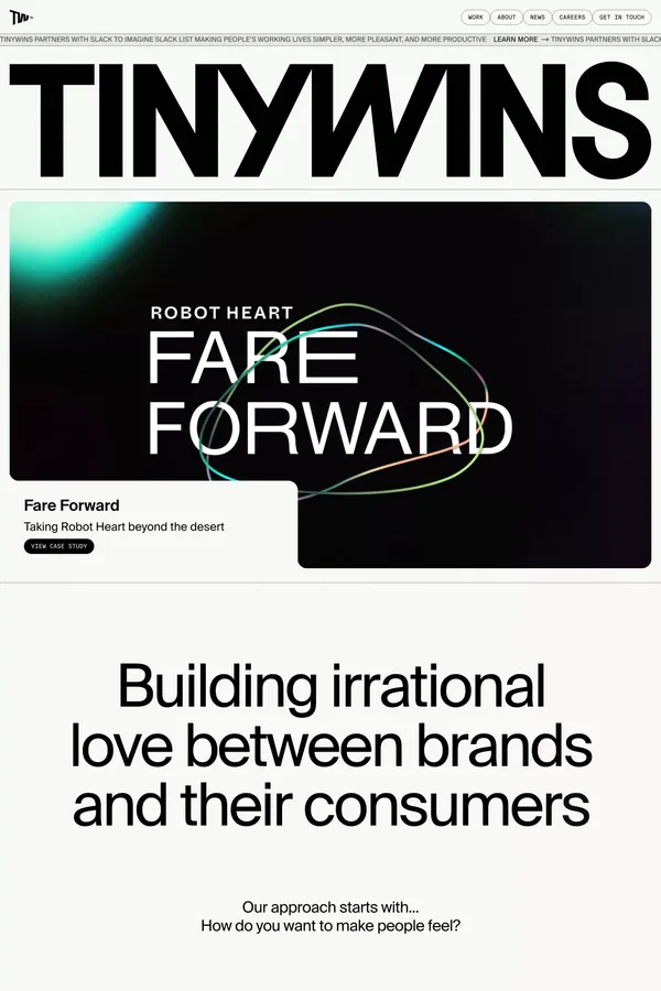 TinyWins - Building irrational love - Portfolio design inspiration