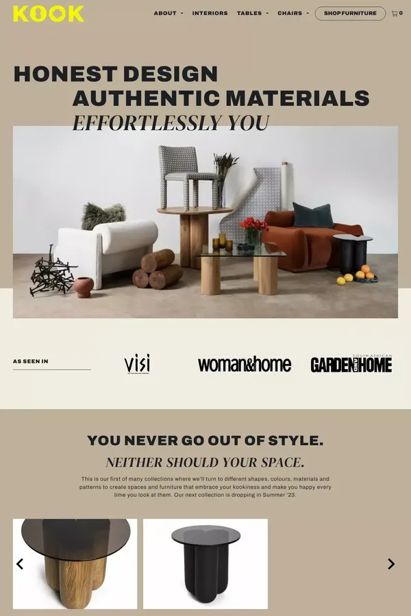 House Of Kook - Furniture For Your Space - website design inspiration