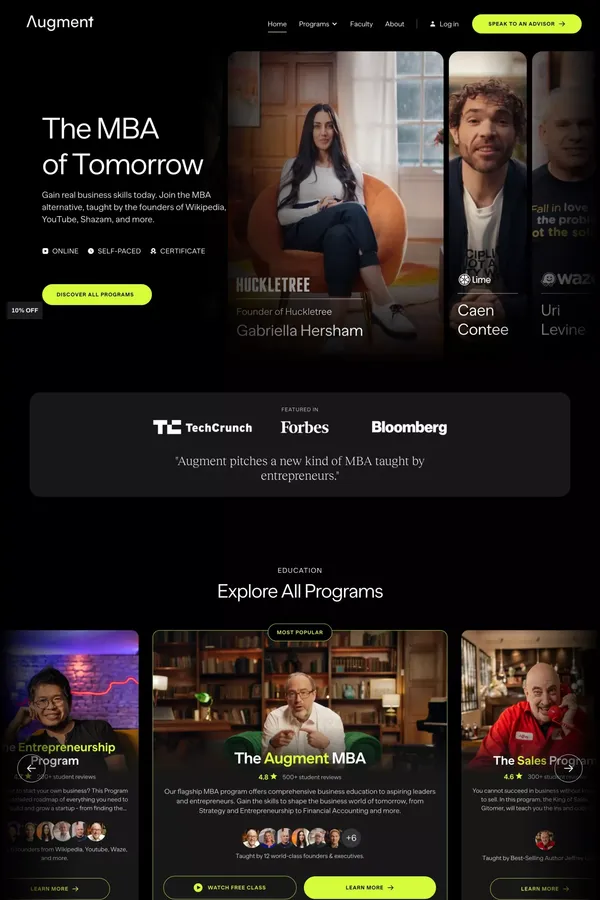 Augment.org | The Best MBA Alternative - Landing design inspiration