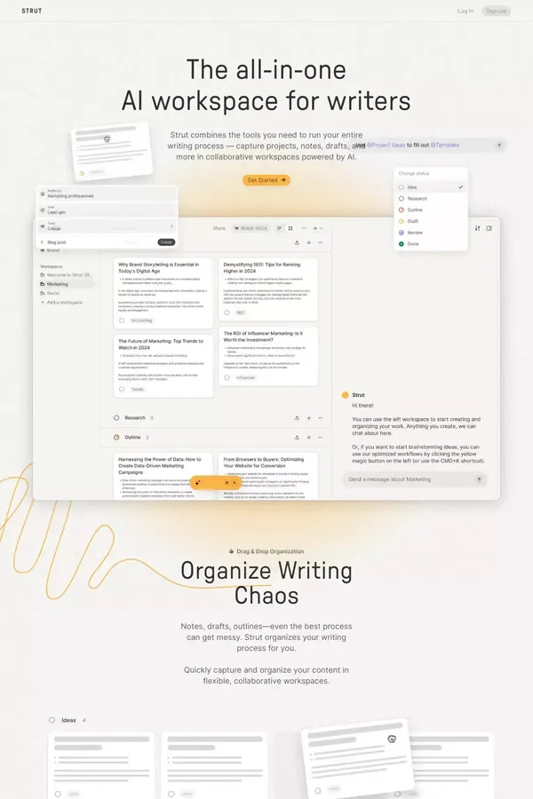 Strut - Landing design inspiration