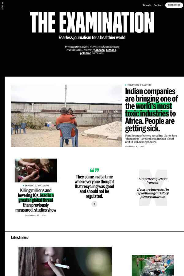Fearless Health Journalism | The Examination - Blog design inspiration
