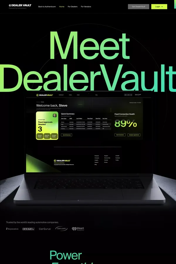 Dealer Vault - Landing design inspiration