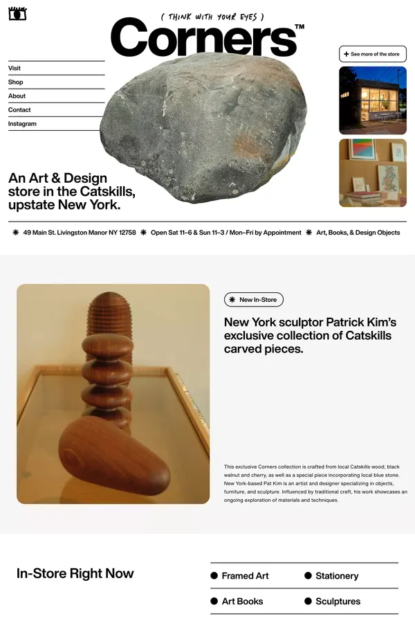 Corners — An Art & Design store in Livingston Manor, Catskills, New York. - Ecommerce design inspiration