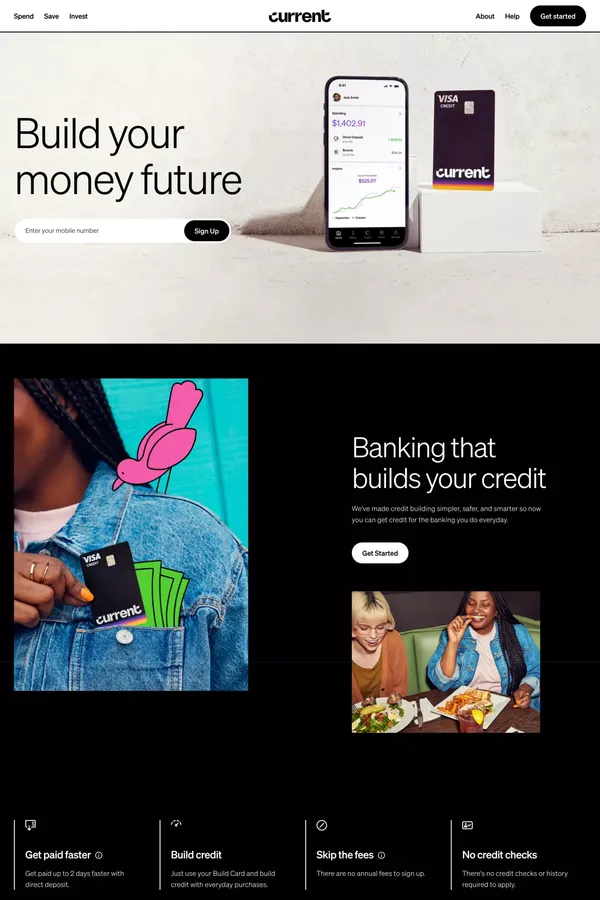Current | Future of Banking - Landing design inspiration