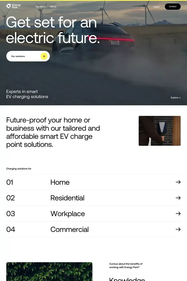 Energy Park EV charging solutions - Landing design inspiration