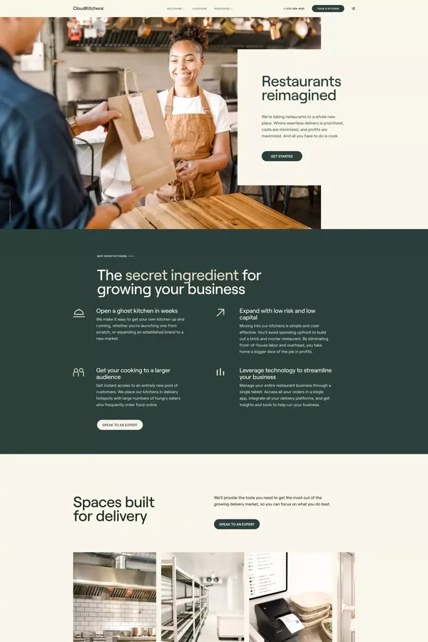 Ghost Kitchens for Restaurant Delivery + Pickup | CloudKitchens® - Landing design inspiration