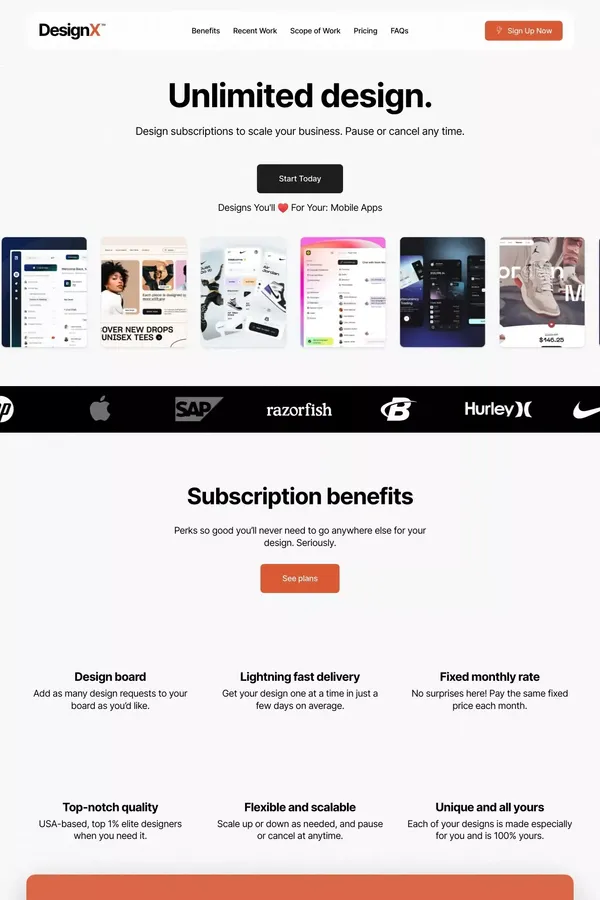 DesignX - Unlimited Design Subscriptions From Top 1% Talent - website design inspiration