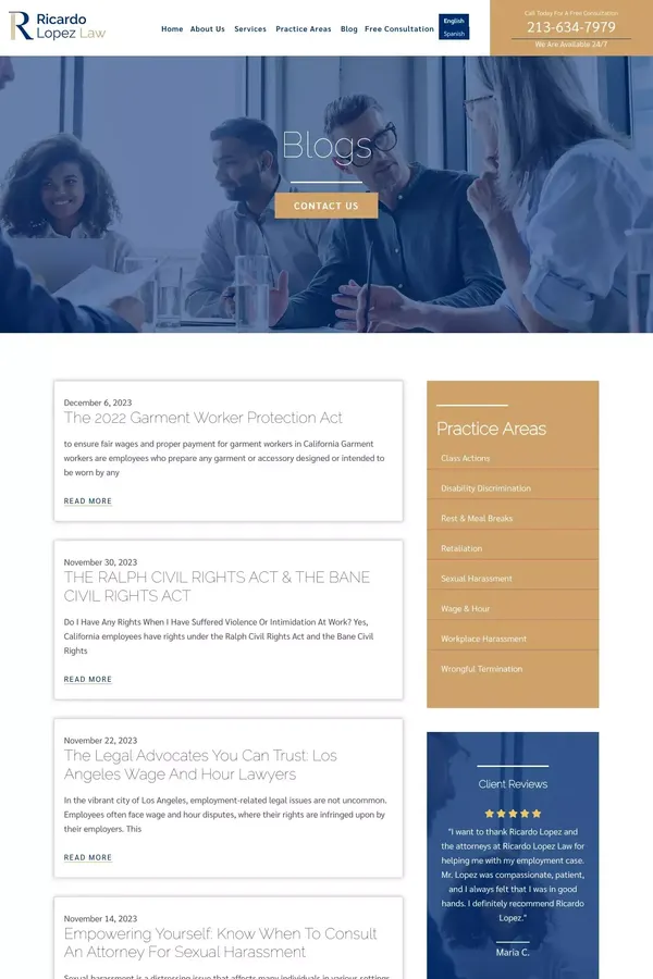 Blog - Ricardo Lopez Law - Blog design inspiration
