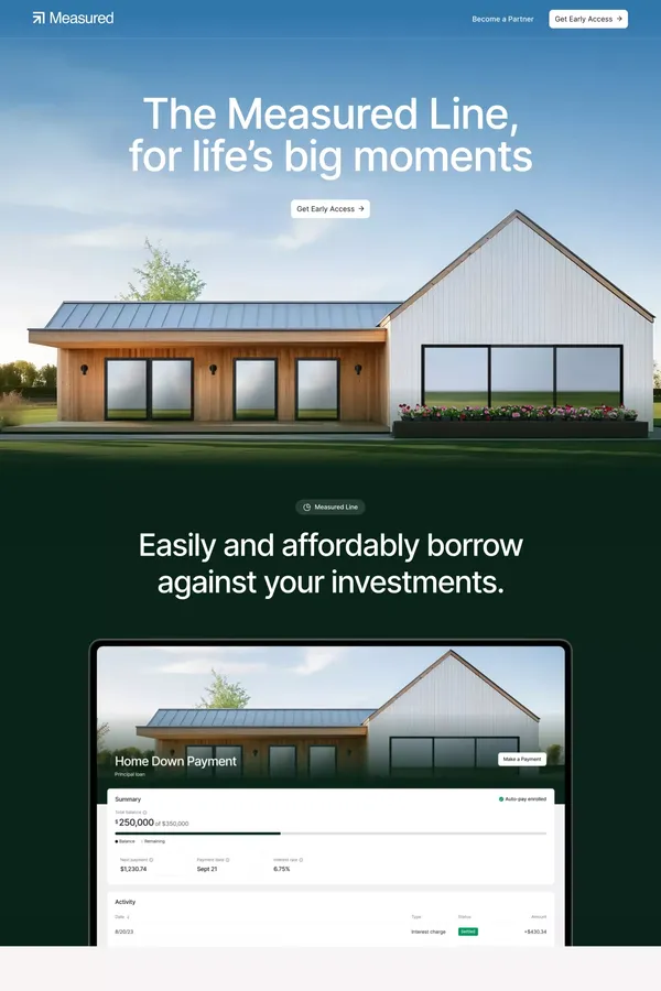 Measured Financial - Landing design inspiration